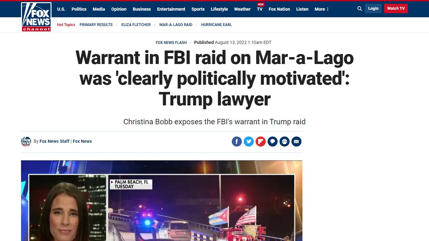 Warrant in FBI raid on Mar-a-Lago was 'clearly politically motivated ...