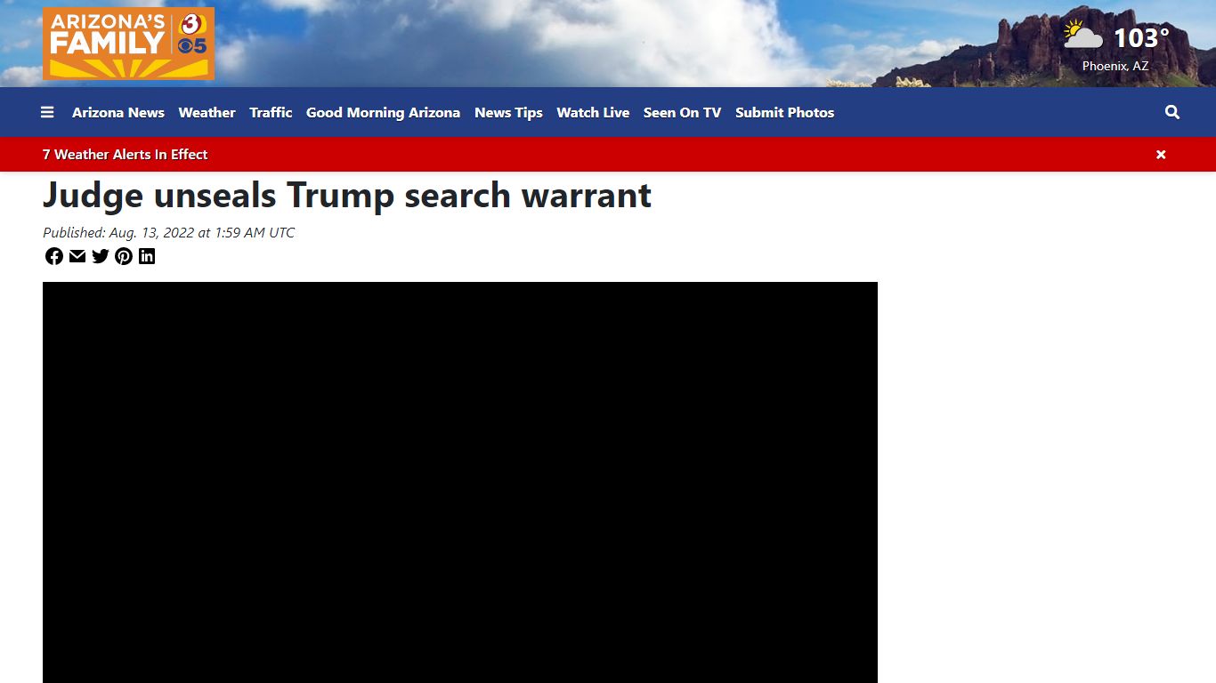 Judge unseals Trump search warrant - azfamily.com